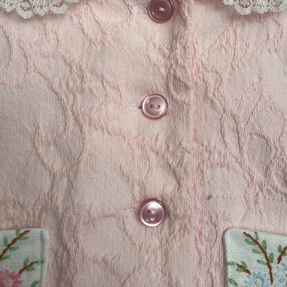NWOT Handmade Baby Pink Jacket w/ Embroidery 100% Cotton - Picture 5 of 7
